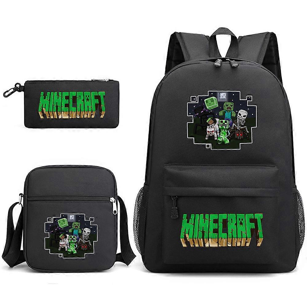 Minecraft School Bag Backpack Pencil Case Shoulder Bag Three-piece Set _12