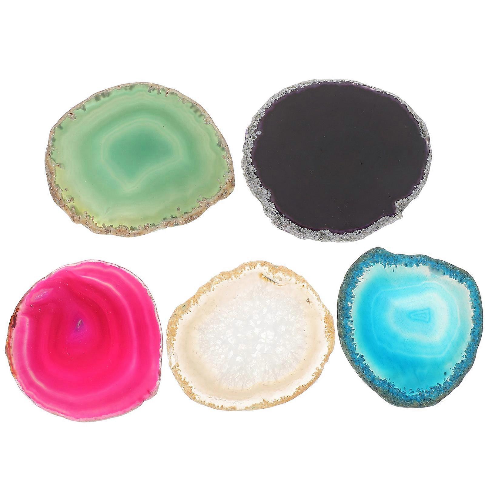 5pcs Agate Coasters Drinks Coasters Decorative Coasters Coffee Table Coasters