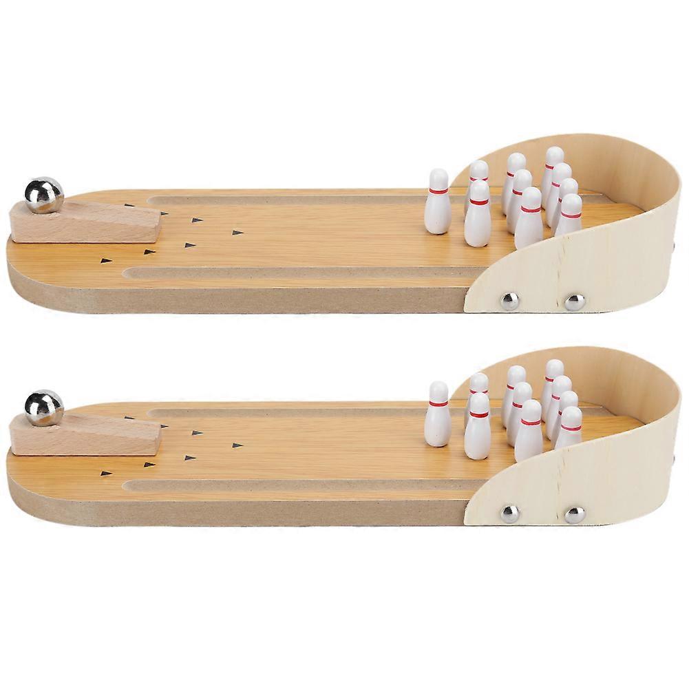 2 Set Mini Bowling Game Set Wooden Tabletop ParentChild Interactive Decompression Educational Toys