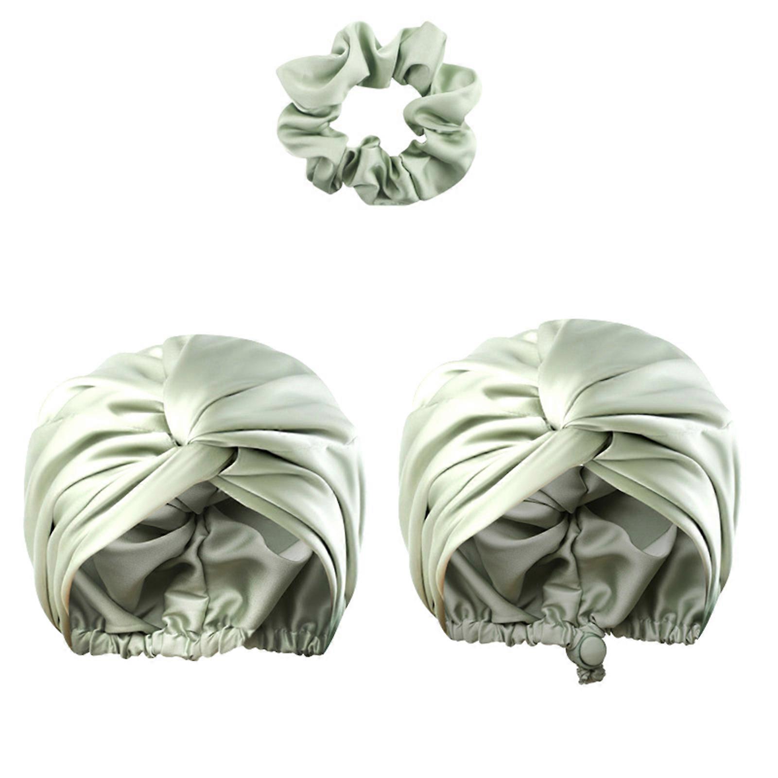 Simple Double Layer Adjustables Silk Satins Hair Bonnets Multicolor Comfy Sleep Hair Cap for Women Men