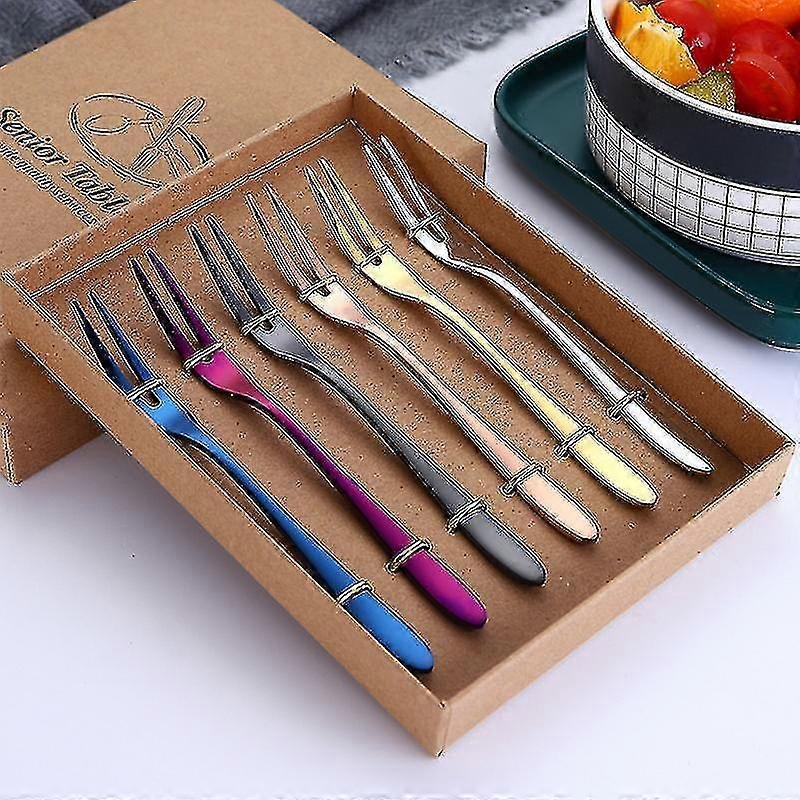6 Forks Color Cake Fork Mini Fork