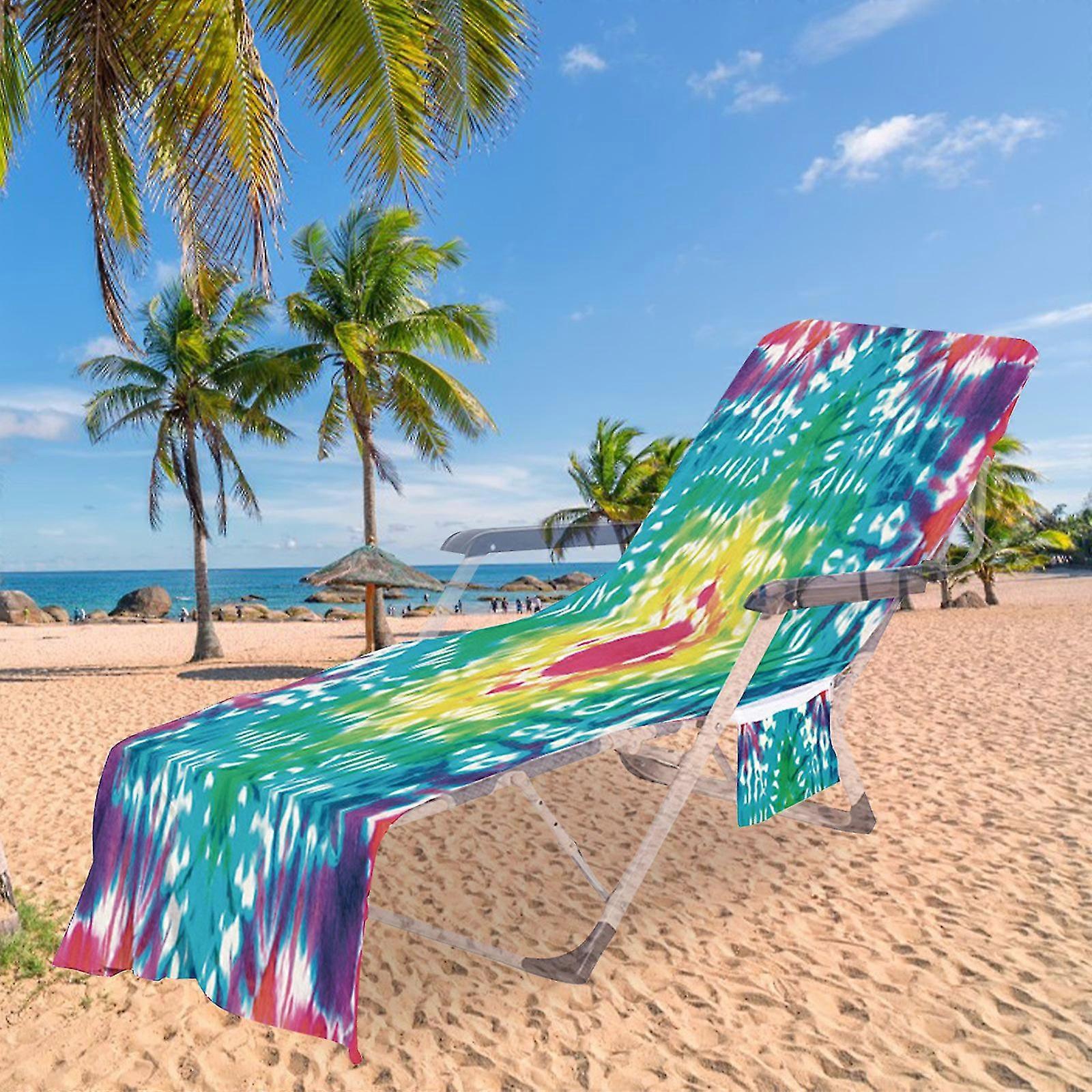 Beach Towel Microfibre Towel Beach Ch Cover With Side Pockets,microfiber Chaise Loun Ch Towel Cover For Sun Lounr Pool Sunbathing En Bea