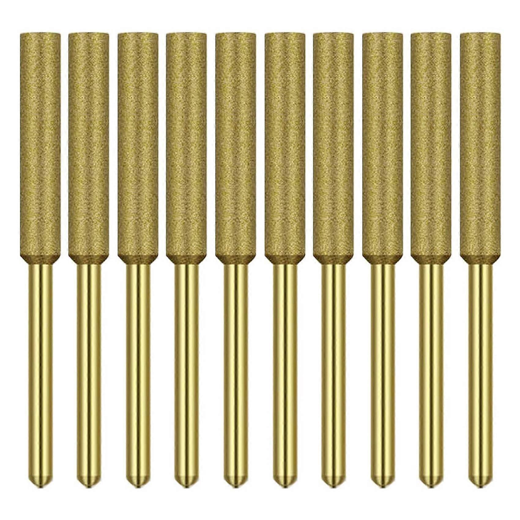 10 Pcs Electric Chainsaw Sharpener Stone Burr Grinding Stone File,Titanium Plated Diamond Sharpenin