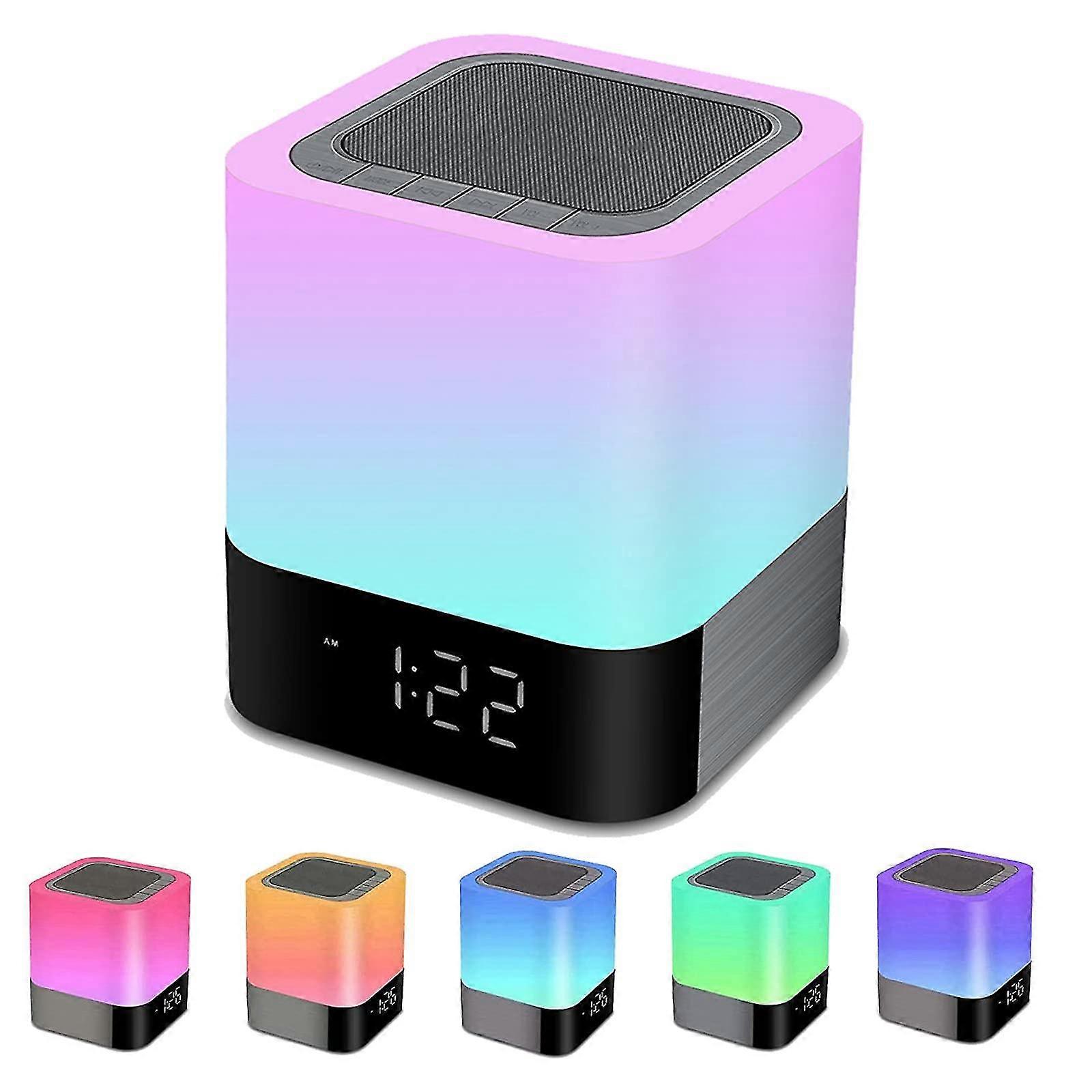 Çalar Saat Bluetooth Hoparlör Gece Işığı Kısılabilir Rgb Renk Değiştirme Led Kablosuz Hoparlör Ruh Hali Işık ile Yatak Başı Lambası