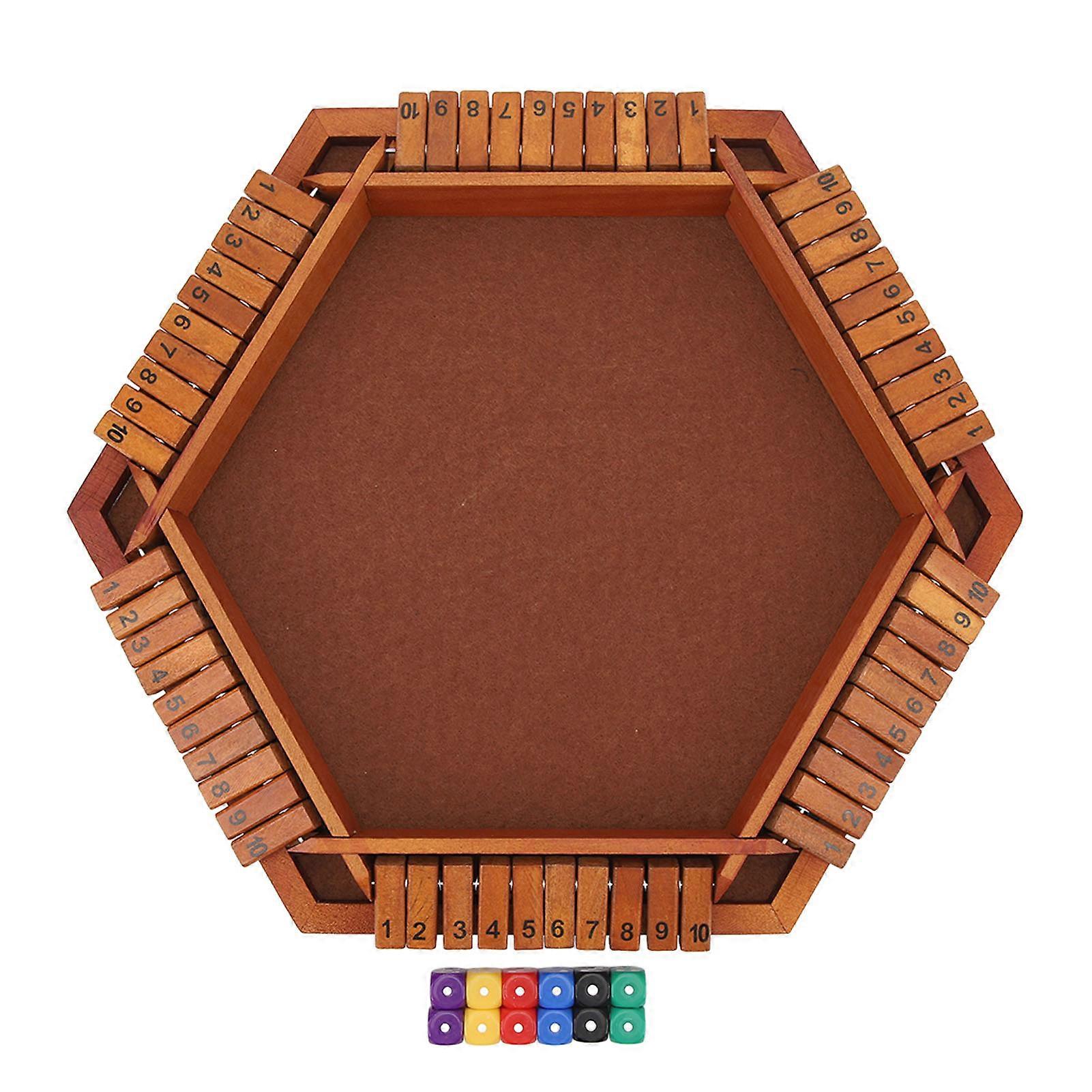 Wooden Board Game Math Box Dice Game Players Shut Family Table Board Dice Game for 16 Players