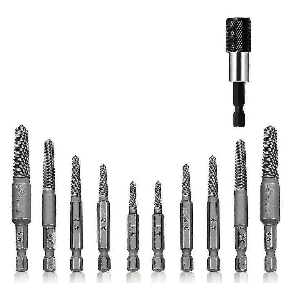 11PCS Damaged Screw Extractor Set,Screw Remover & Extractor Bit Set,5 Practical Sizes with Quick Stripped Removal Tool