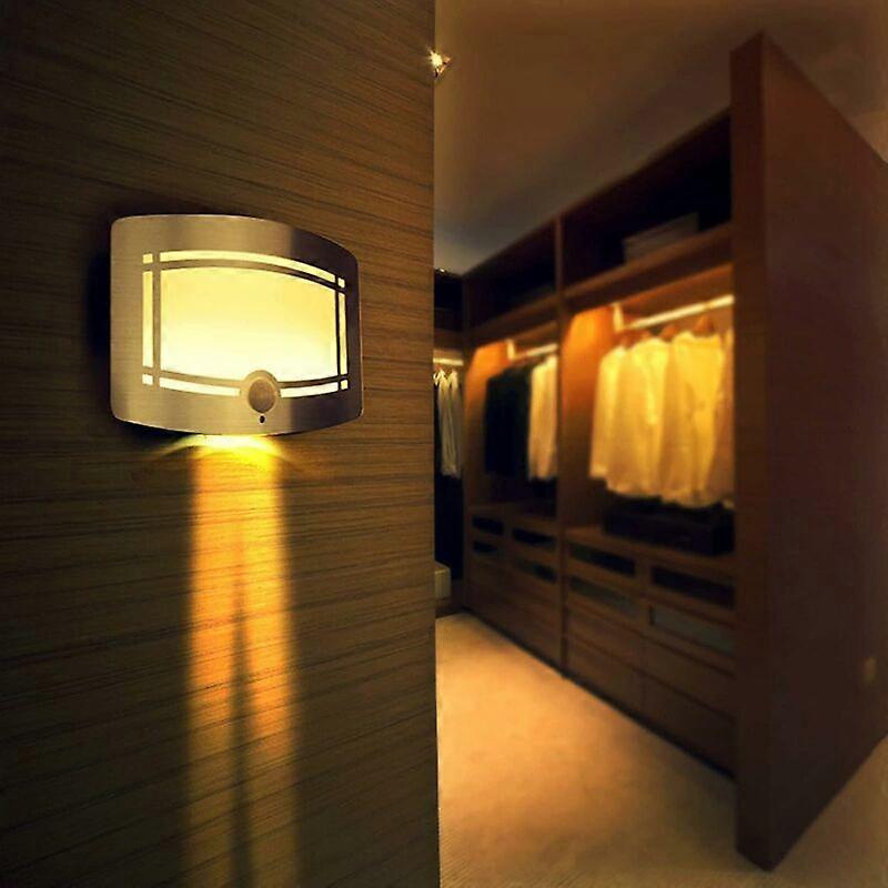 LED Wall Lights Motion Sensor Battery Powered Adjustable Brightness Wall Sconces for Home Decoration Bedroom Living Room Hotel Stairs Corridor (White)
