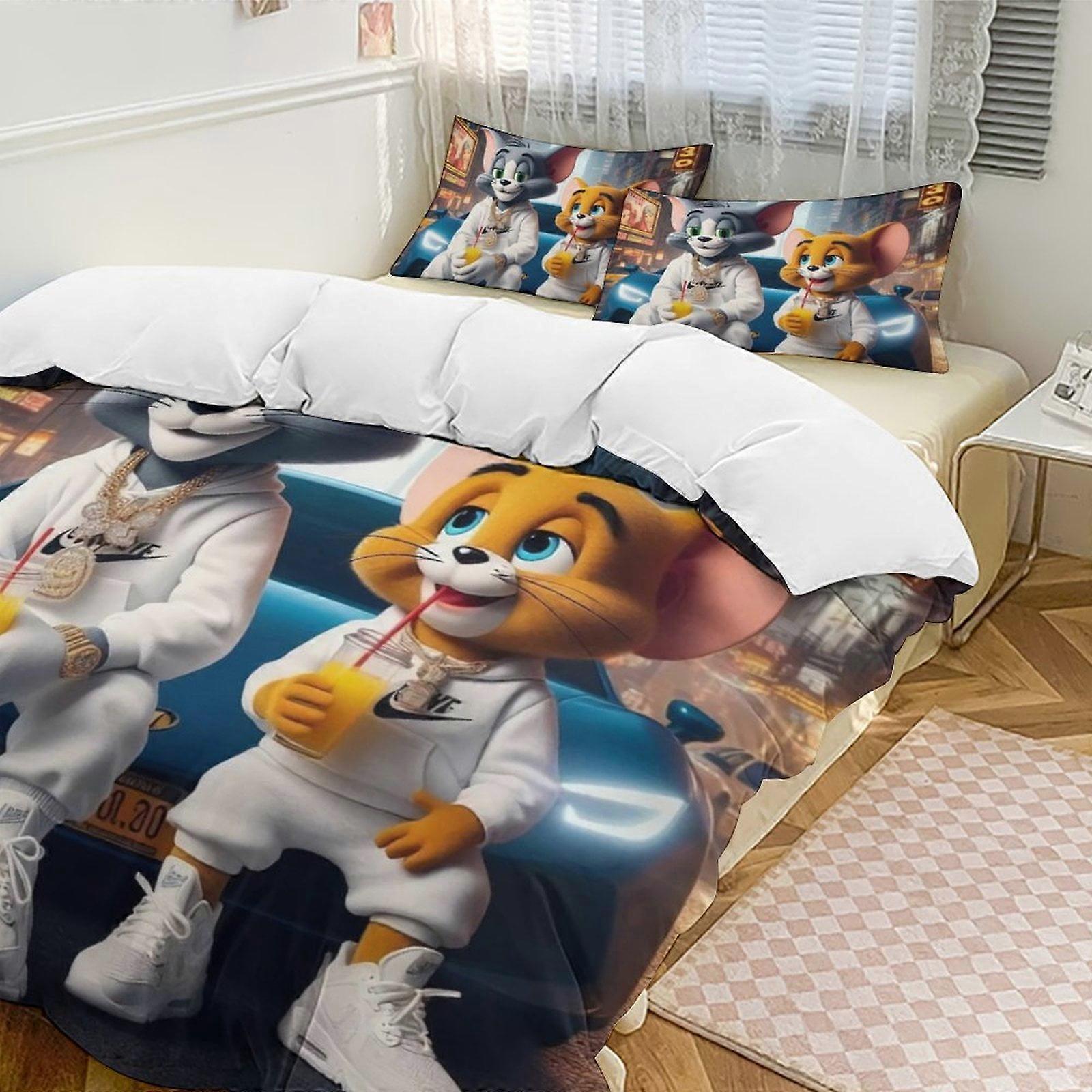 v3990  Bed Sheets Bedding Tom And JerryCartoon Collection 3-Piece Comforter Set, Personalized Bedding Decor for Kids And Teens  Bed Sheets  yuq3990