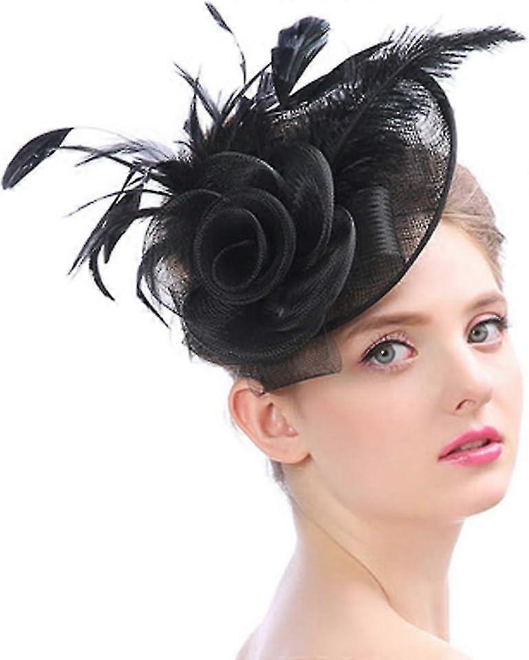 المرأة ريشة فاتنة قبعة زهرة بيلبوكس قبعة الزفاف الزفاف غطاء الرأس Y