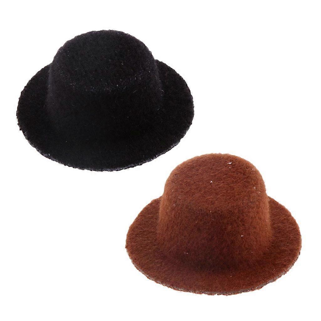 2Pcs 1:12 Scale Dolls House Miniature Bowler Hat