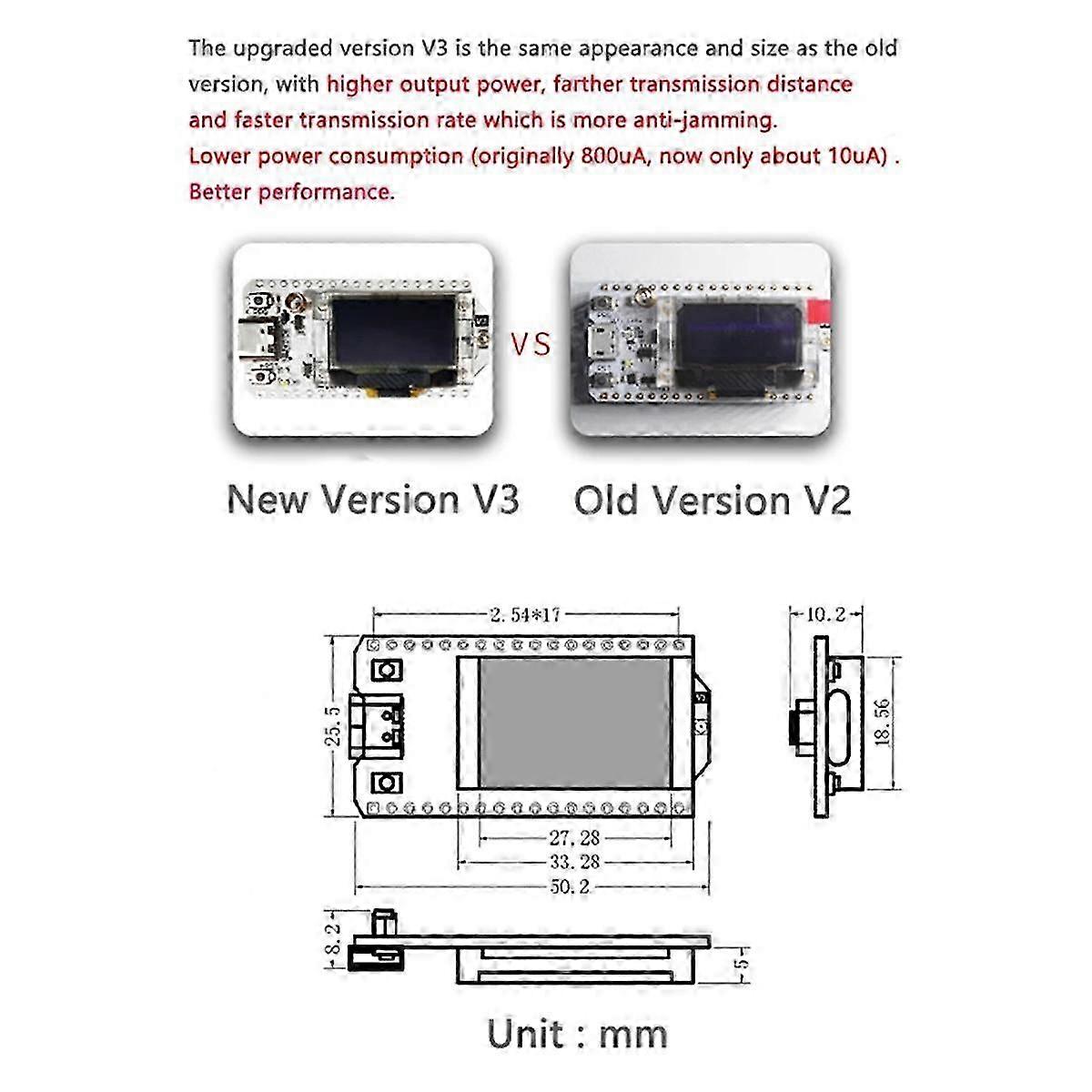 0.96 OLED SX1262 Wifi BLE ESP32 LoRa32 V3 Placă de dezvoltare LoRa 32 IoT Dev Board 863-928Mhz cu C