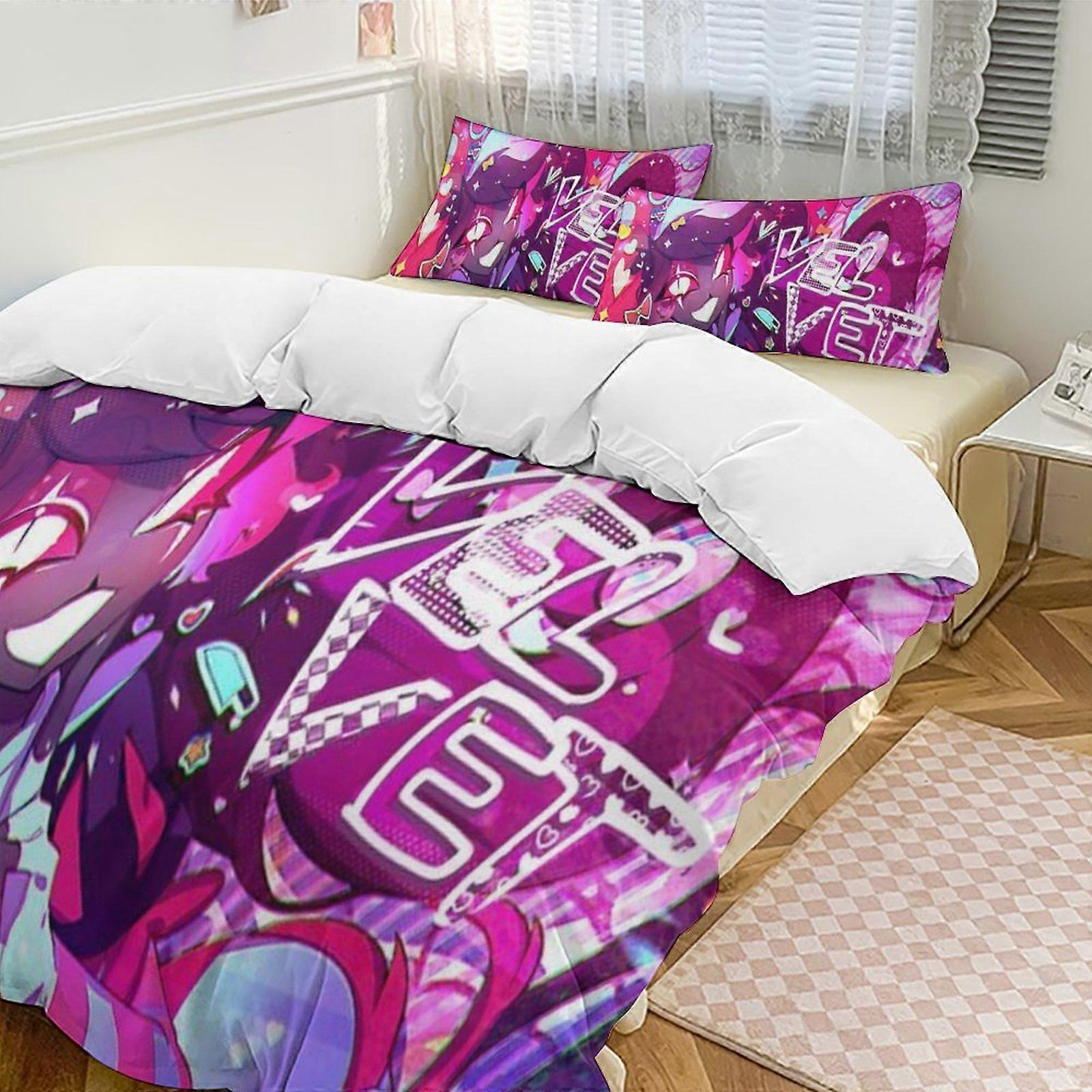 Vuodevaatteet HL190 Hazbin Hotel Down pussilakana mikrokuituvuodevaatteet, 1 untuvapussilakana ja 2 tyynyliinaa XN190