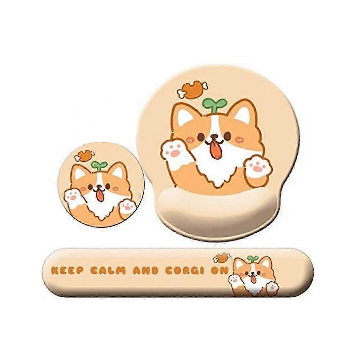 3-In-1 Cute Mouse Pad and Keyboard Wrist Rest Support, Wrist Rest with Non- Base, with Coaster