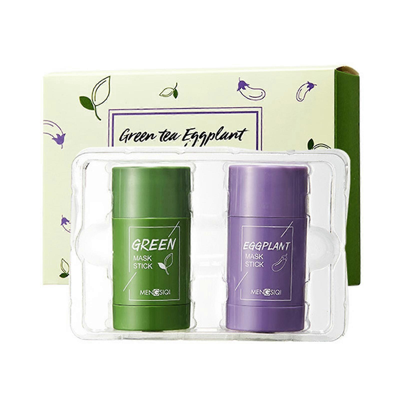 2stk Poreless Deep Cleanse Mask Stick Grøn te Aubergineolie Kontrol Pore Krympning Hudorme Fjernelse