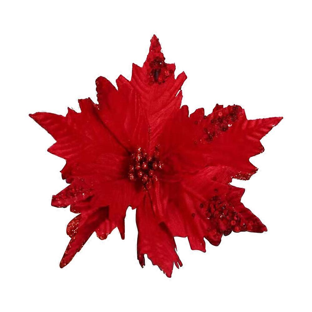 Artificial Poinsettia with Sequins for Holiday Decoration