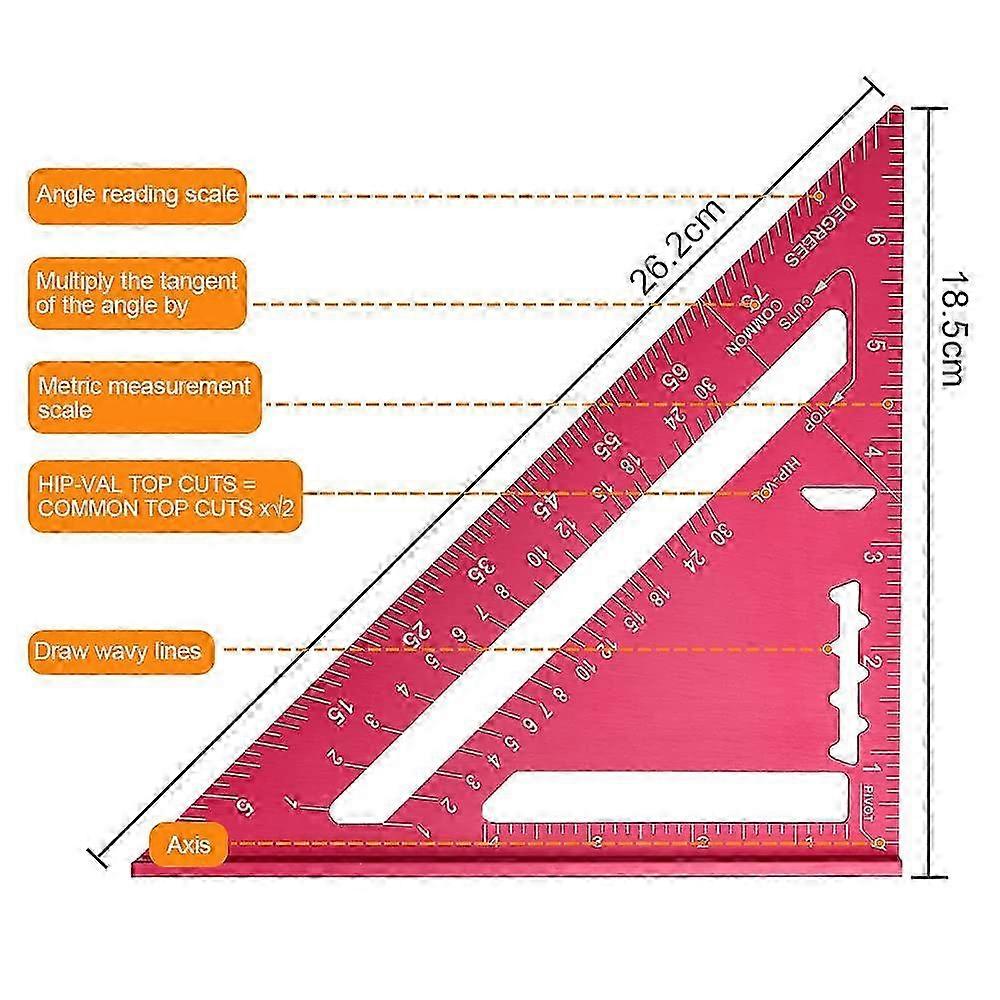 7 Inch Triangular Ruler Aluminum Alloy Carpenter's Square Precision ...