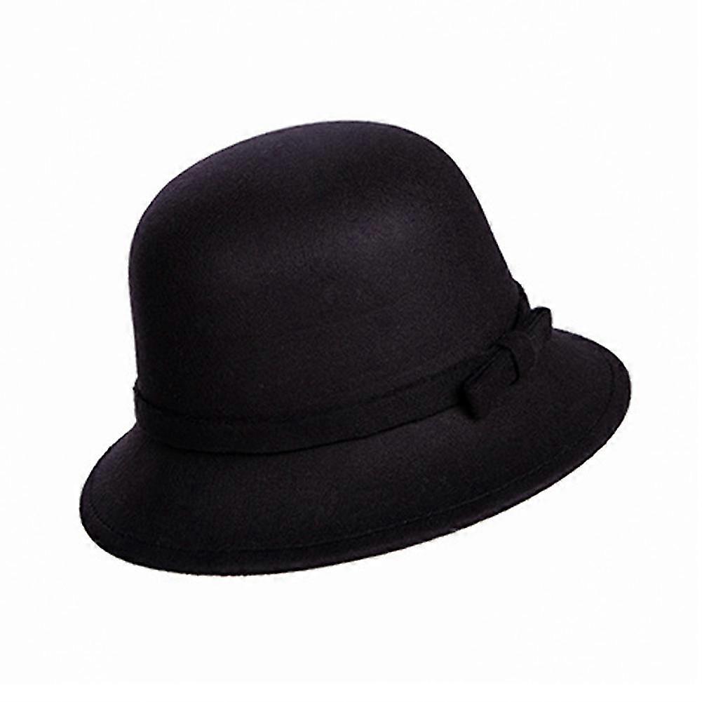 Bowler Hat Bow Varm høst Vinter Coldproof Dome Hat For Utendørs