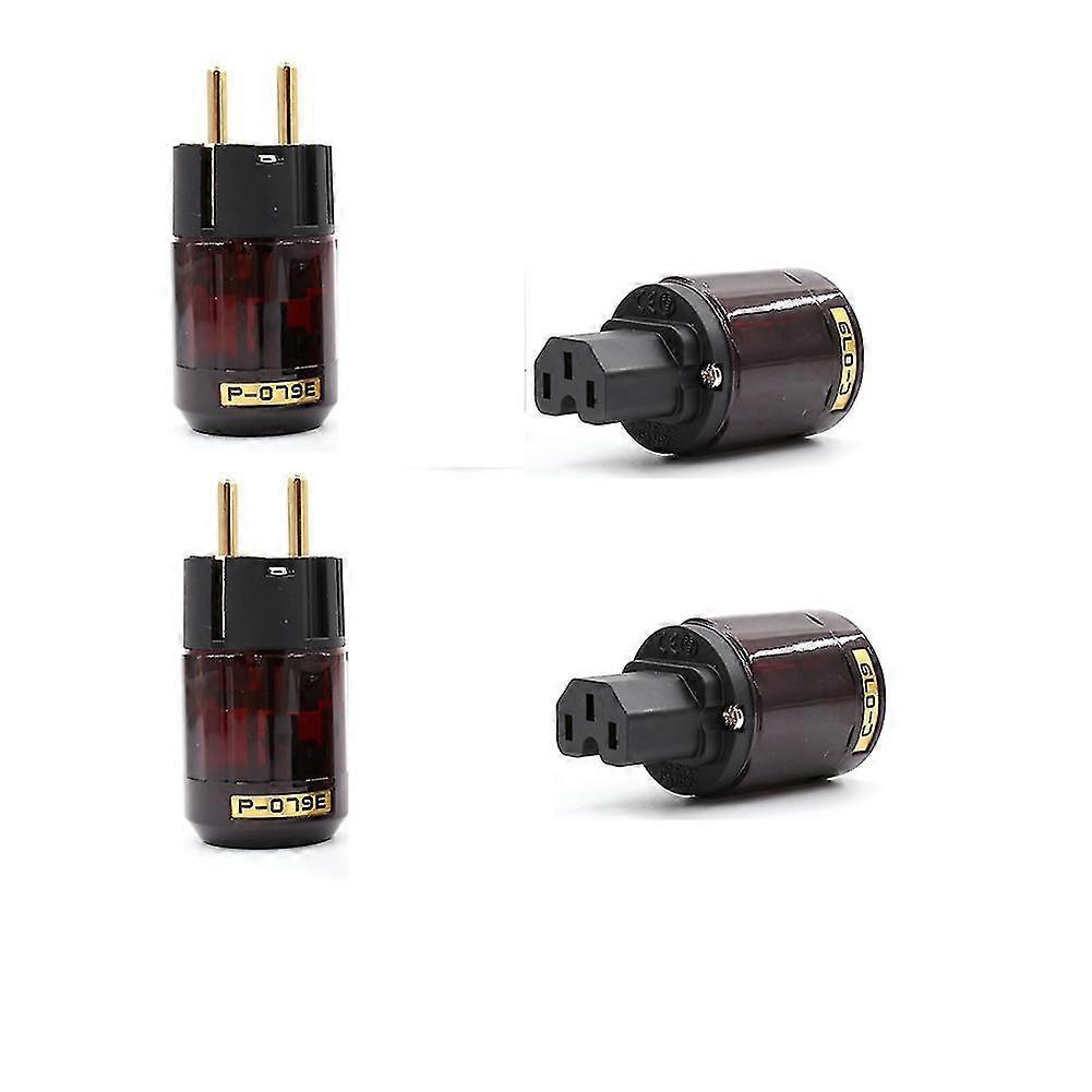 Hi-End-Paar P-079E + C079 24K vergoldeter EU-Netzstecker AC-Audio-Netzkabelstecker (2 Paare)