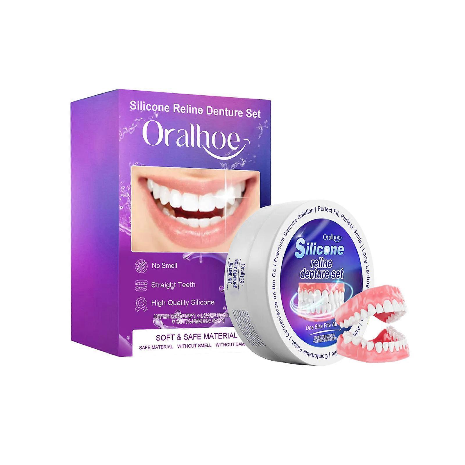 Silicone Reline Denture Set, Professional Denture Silicone Reline Kit, Unisex Denture Reline Kit is Suitable for securing Upper and Lower dentures