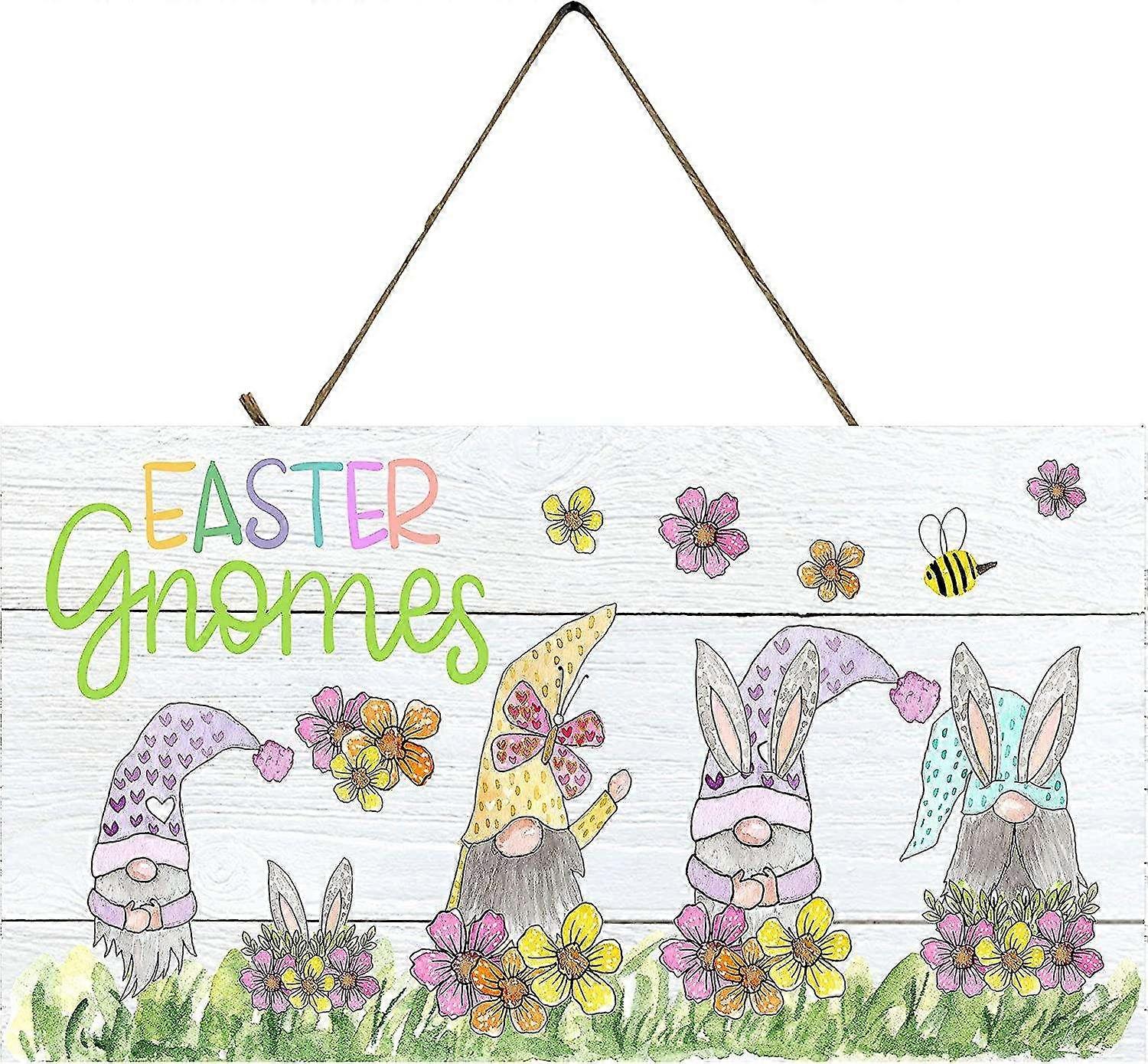 Farmhouse Easter Decor MetalWall Sign suspenso (Gnomies de Páscoa) 8x12 polegadas OU 12x16 polegadas Modo 2237
