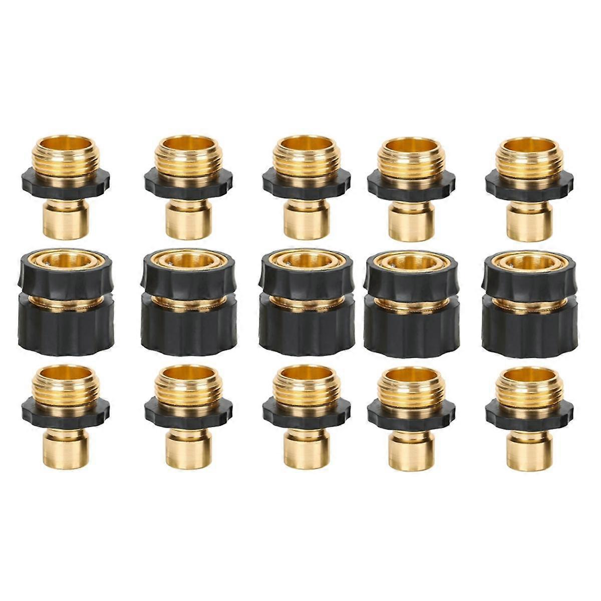 Garden Hose Quick Connect Fittings with Water Stop, Metal Hose Quick-Connect Fittings, 3/4 Inch GHT Quick Connector Set