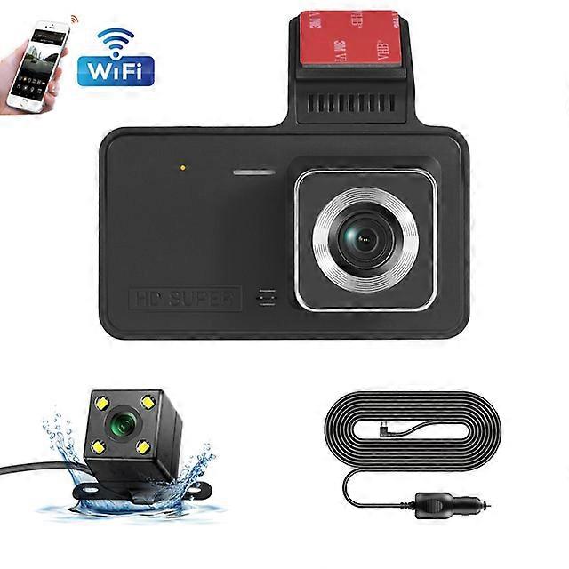 4.0In WIFI Dash Cam Car DVR 24H HD 1080P Camera Dual Lens Video Recorder Black Box Cycle Dashcam Mirror Driving