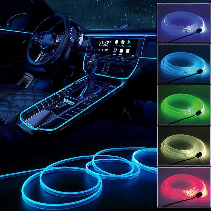 LED Neon Car Interior Decorative Lamps Strips USB Drive For DIY Decorative Dashboard Console Ambient Light Cold Light 1M/3M/5M