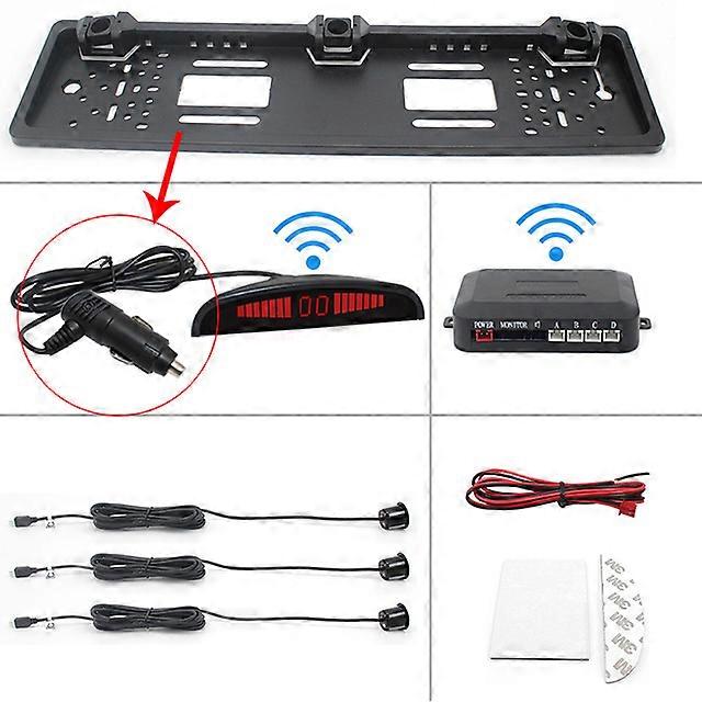 LED Reversing Radar Vehicle European License Car Parking System with 3 Ultrasonic Sensor on EU Plate Frame The new listing