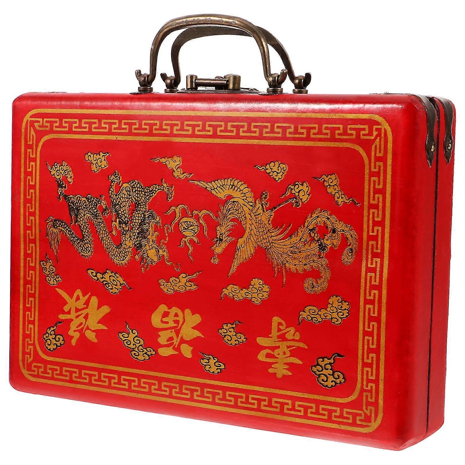 Chinese Mahjong Box Traditional Mahjong Tiles Storage Box Empty Rectangle Storage Box