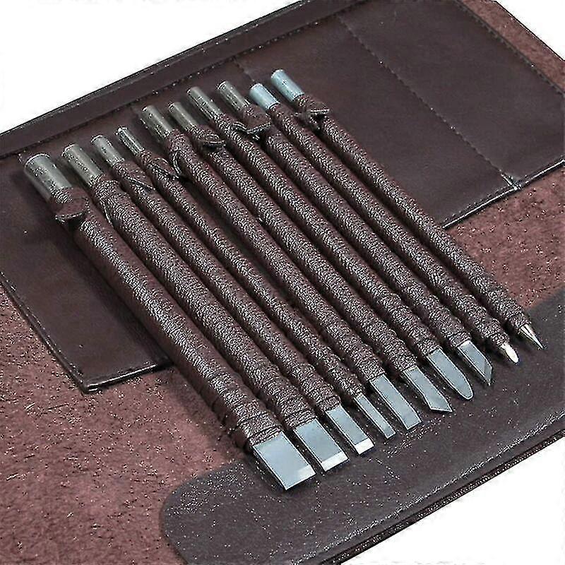 10pcs Tungsten Steel Carving Tools Stone Wood Carved Section Carbide Carving Tool Set Kit
