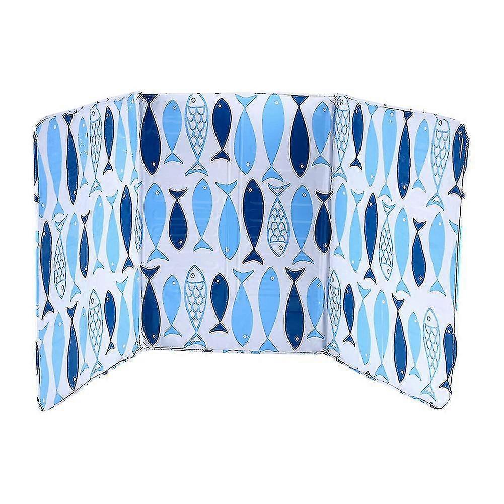 Anti Splatter Shield Guard for Gas Stove - Kitchen Frying Pan Oil Splash Cover with Printing Fish Design