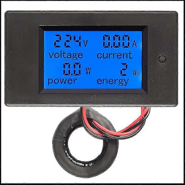 Digital Voltmeter Ammeter Ac 80~260v 100a Ct Voltage Current Power Energy Meter Tester Pannel, Volt Amp Watt Gauge Lcd Display(1pcs, Black)