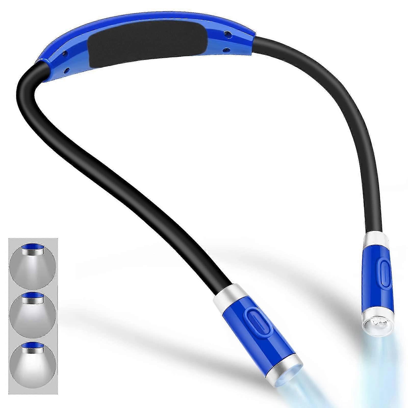 Rechargeable Led Neck Reading Light, Book Lights For Reading In Bed, 3 Brightness Levels, Flexible Soft Silicone Arms Comfortable Wear, Long Lasting
