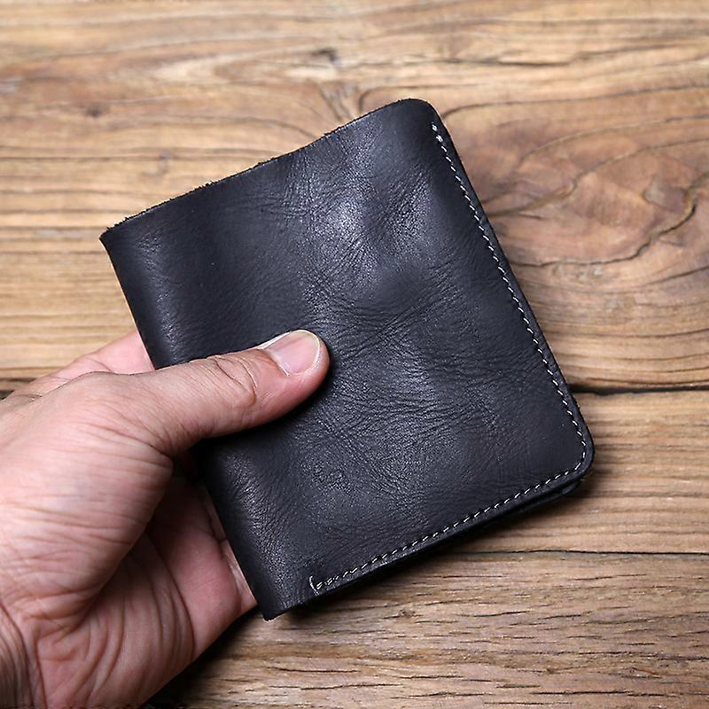 Men's Leather Wallet Retro Top Layer Cowhide Wallet Vertical Document Clip