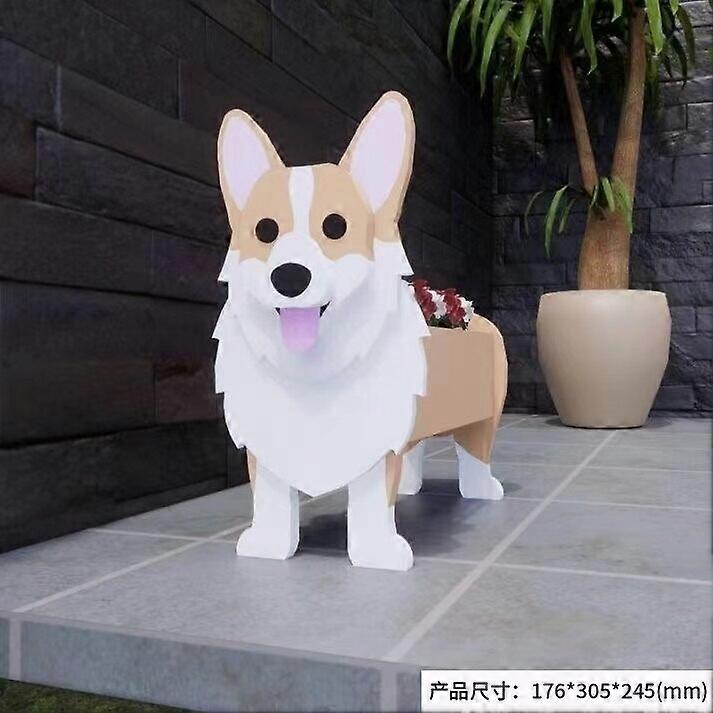 As shown Garden Flower Pot Dog Planter Schnauzer Bulldog Poodle Corgi Yorkshire Garden Pots DIY PVC Flower Planter Garden Home Decor