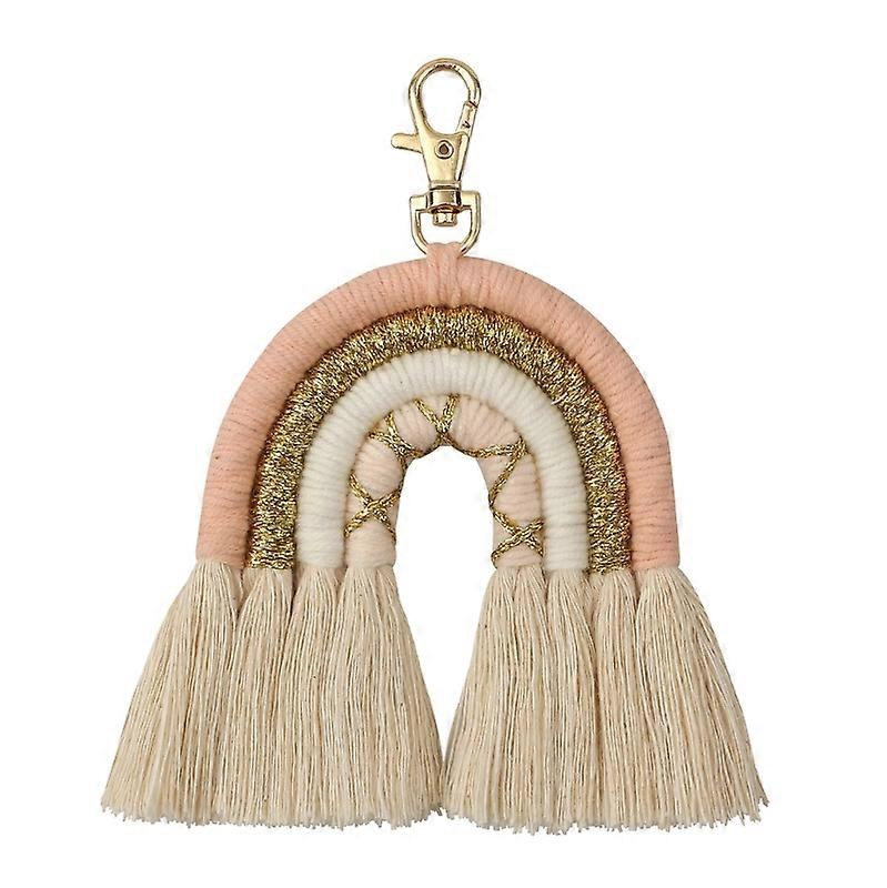 Rainbow Keychains Women Boho Key Holder Keyring Macrame Bag Charm Car Hanging