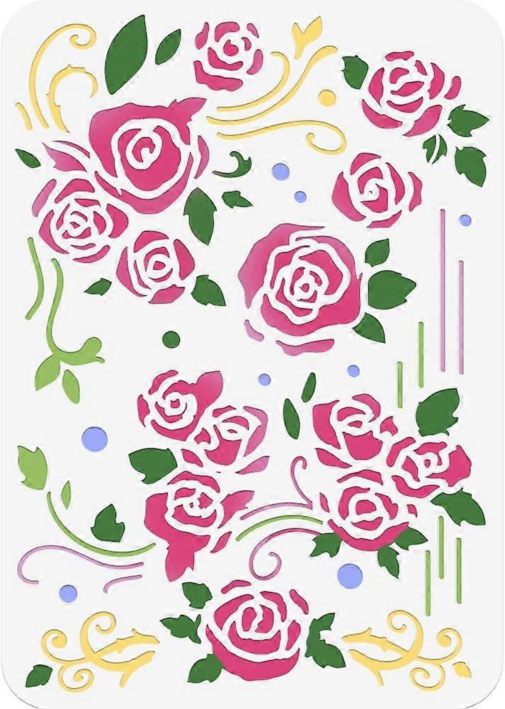 Rose Vine Painting Stencil 8.3x11.7 Inch Reusable DIY Art and Craft Stencils Hollow Out Drawing Painting Template for Painting on Wood Fabric Paper Wa