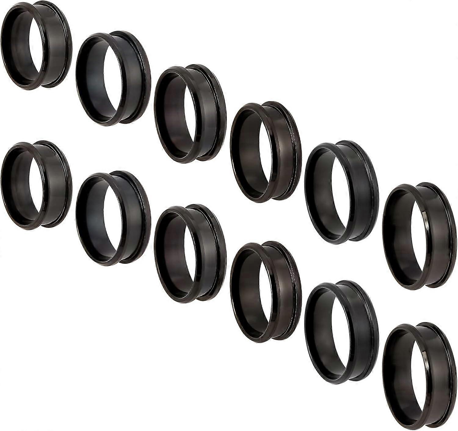 DIY Stainless Steel Blank Core Ring Settings Finger Ring Blanks for Inlay Comfort Grooved Finger Ring Round Empty Ring for Jewelry Making Mixed Color
