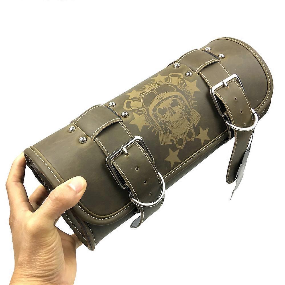 Universal Vintage Black brown Motorcycle Tool Bag Front Fork Handlebar Saddlebag Roll Barrel Racing Tail Barrel Storage