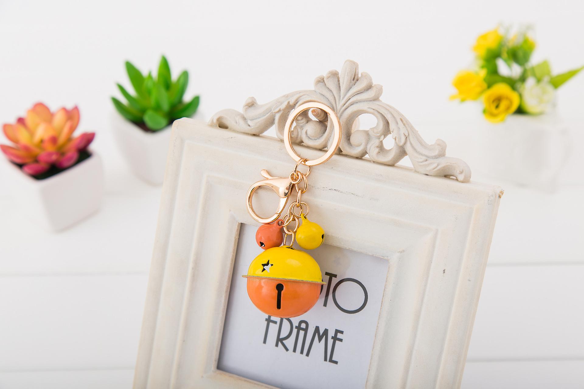 Cartoon Two-color Metal Bell Lady Key Chain Car Pendant