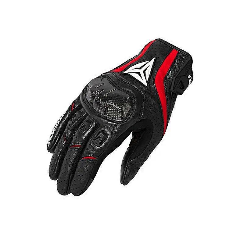 Guanti da moto Touchscreen in pelle traspirante Guanti da stagione a dita piene con nocche dure in fibra di carbonio Anti-caduta Proteggere i guanti da moto