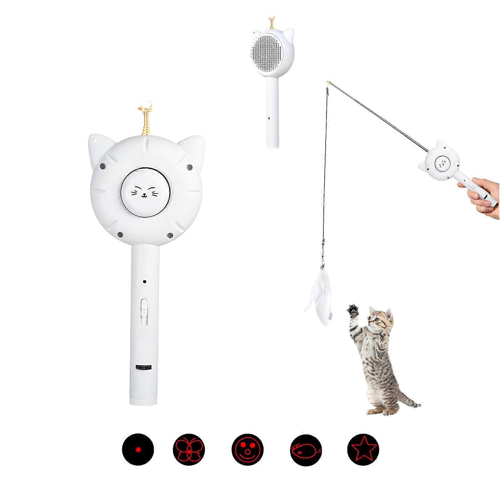 Pet comb multifunctional laser cat teaser toy with telescopic rod