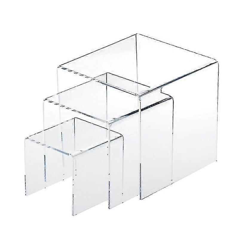 Acrylic Display Risers 3 Size Steps Acrylic Display Stand Anti-corrosion Clear Showcase Display Shelf For Figure Collection Jewelry Cup Cake Buffet Di