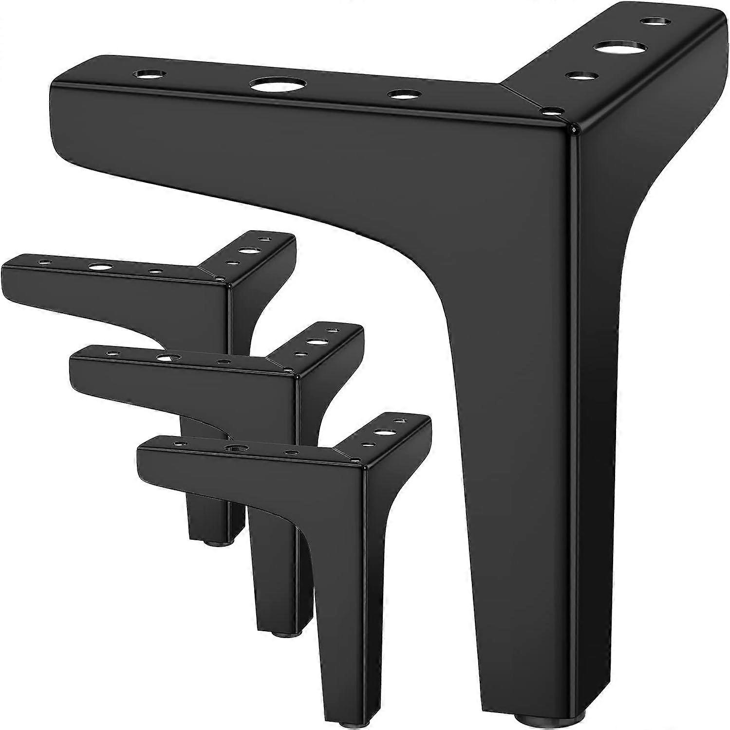 Set of 4 Metal Triangular Table Legs - Black 10cm, Load Capacity up to 800KG, Modern Metal Triangular Table Legs for Cabinet, Sofa, Furniture Leg Pegs