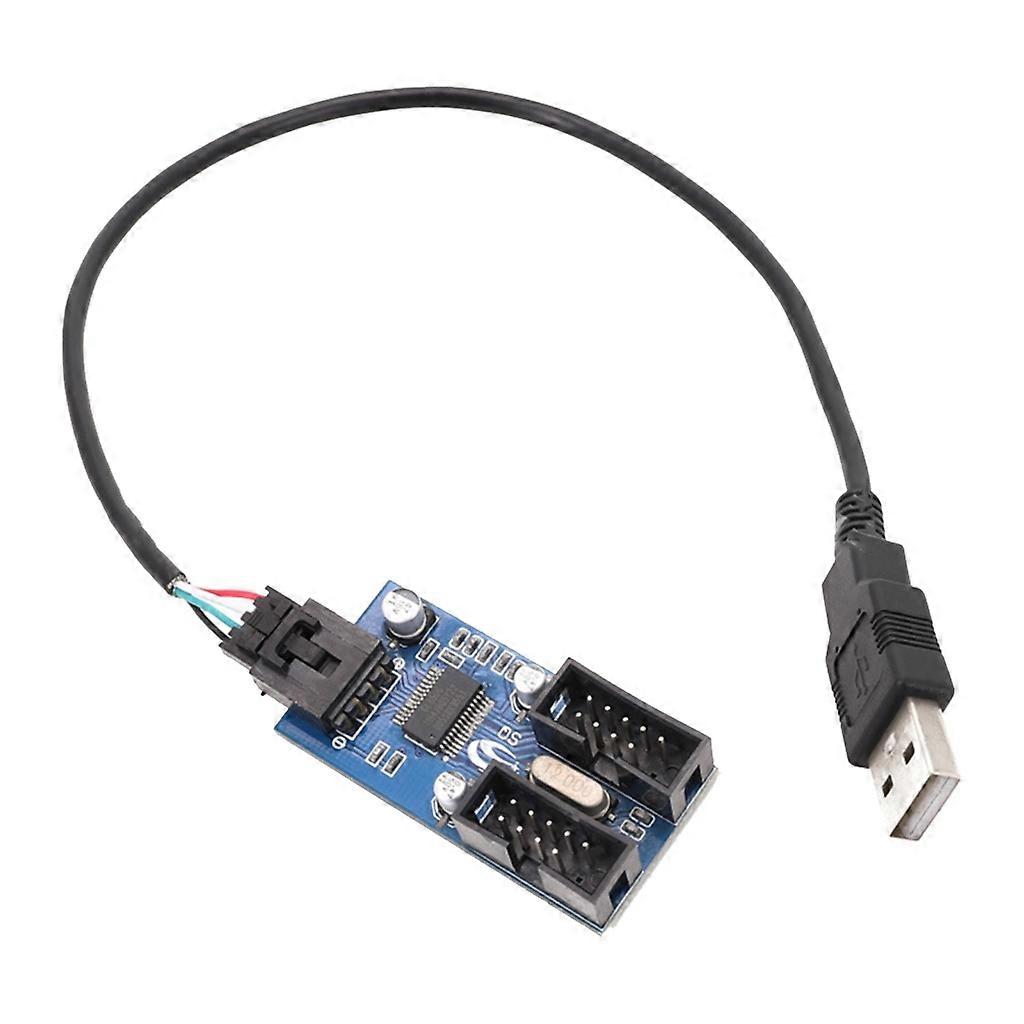 电脑主板USB转双9pin延长线USB公对双9pin