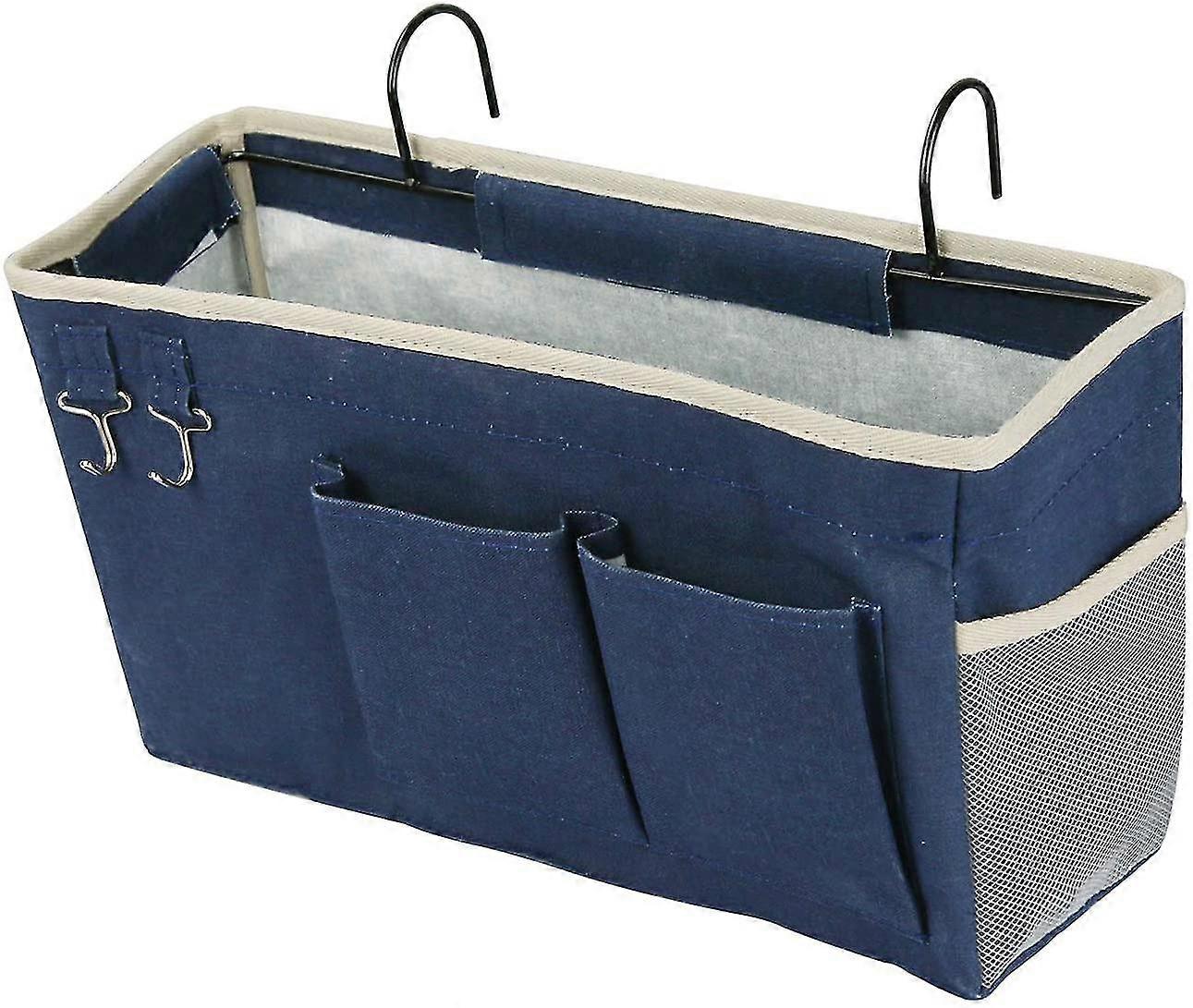 Bedside Hanging Storage Dormitory Bed Organiser Caddy, navy Blue