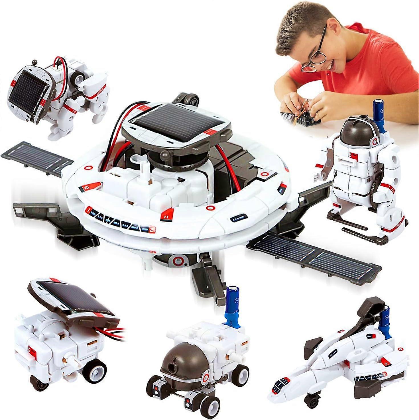 6-in-1ソーラーロボットおもちゃキットプラスチックホワイト子供子供男の子23 x 18 x 15cm教育学習DIY
