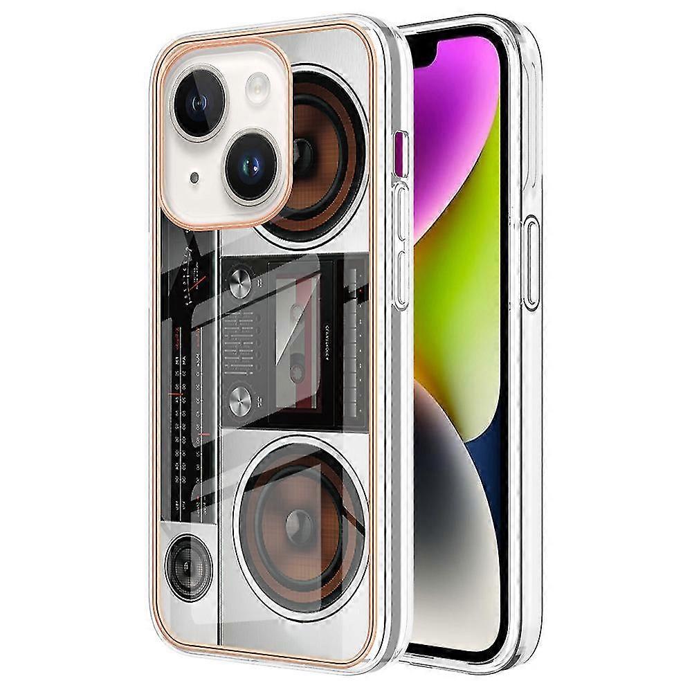 For Iphone 15 Electroplated 2.0mm Tpu Imd Phone Case Stylish Pattern Back Cover