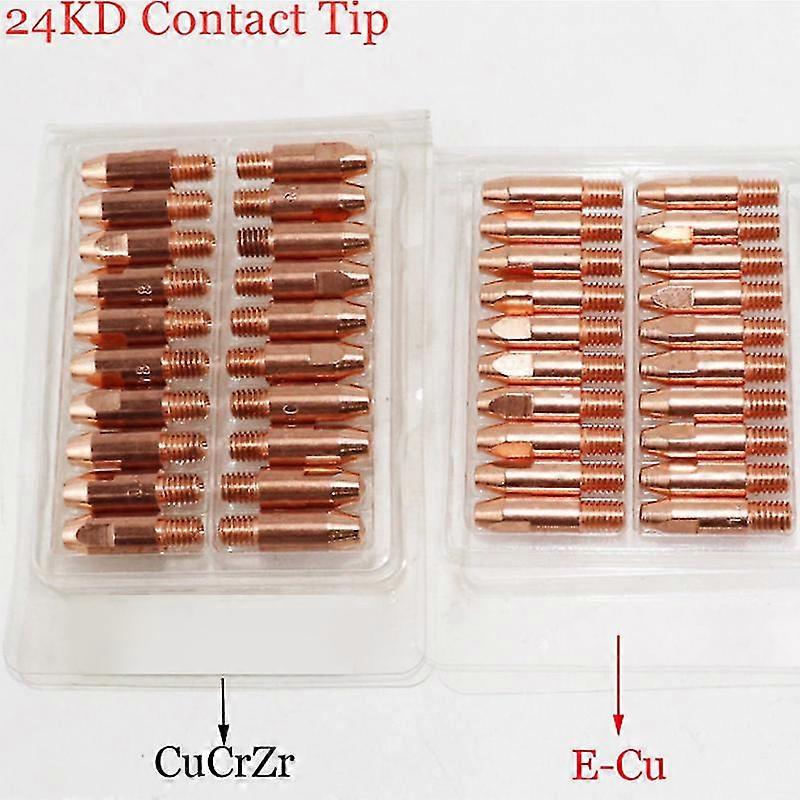 20 Pcs 24kd Contact Tips 20pcs Ecu Cucrzr Mig Torch Consumables 0.8 1.0 1.2mm Euro Style Mig Mag Welding Torch Welding Tip
