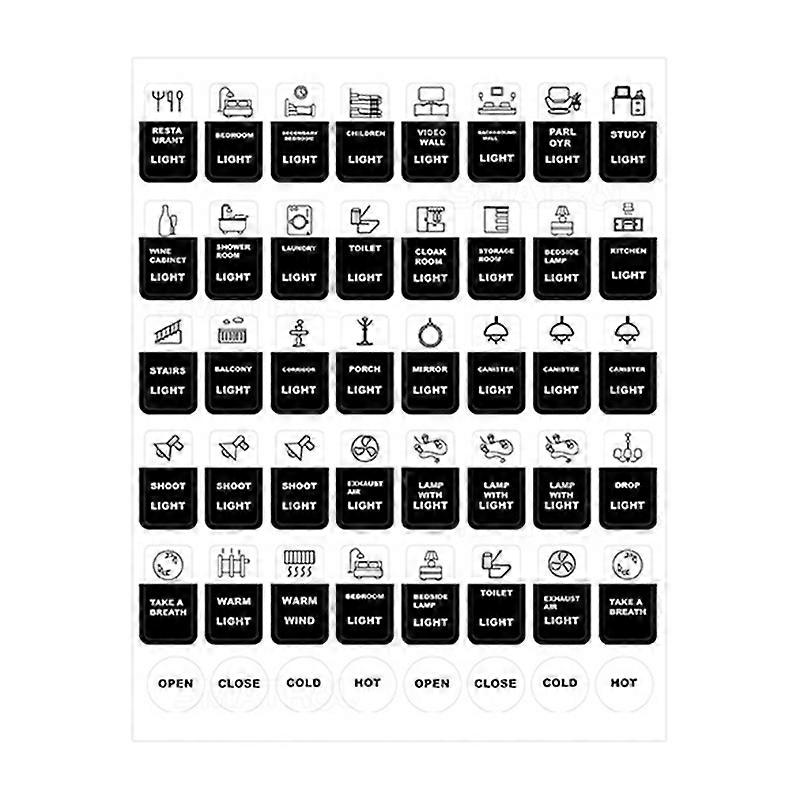 1 Sheet Appliances Icon Logos English Print Self-adhesive Great Stickiness Clear Icons Removeable Distinguish Keys Bathroom No Mark Left Push Button I